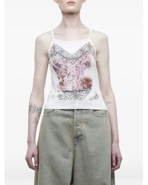 Y. Project Lace-Print Top - White