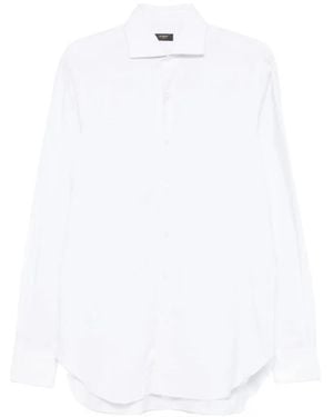 Barba Napoli Classic-Collar Long-Sleeve Shirt - White