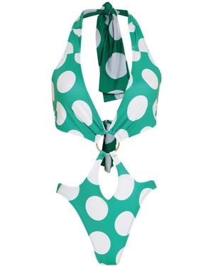 Amir Slama X Jade Picon Polka-Dot Swimsuit - Green
