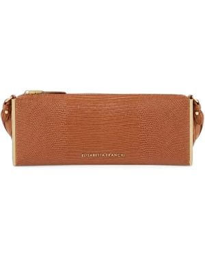 Elisabetta Franchi Over-The-Shoulder Bag With Lizard Print - Brown