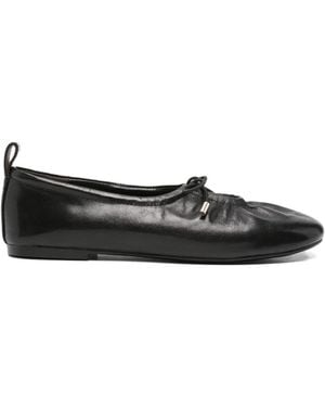 ADRIANNA FERETTI Bow-Detail Leather Ballet Flats - Black