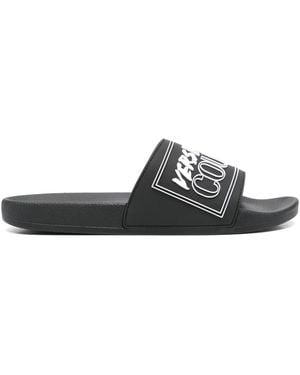 Versace Jeans Couture Pantoletten mit Logo-Prägung - Schwarz