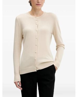 Sisley Buttoned Round-Neck Cardigan - Natural
