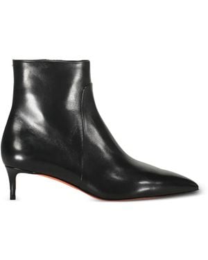 Santoni Pointed-Toe Leather Ankle Boots - Black