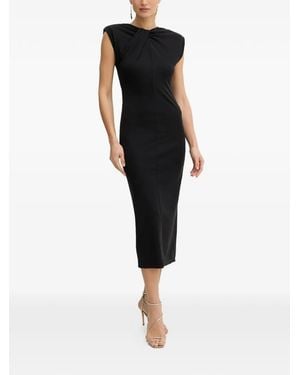 Fracomina Twist-Detail Sleeveless Midi Dress - Black