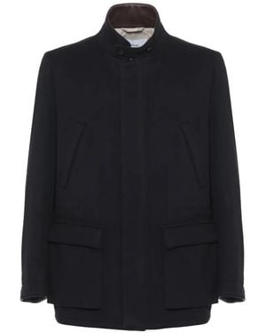 Lardini Abrigo Estilo Militar Con Cuello Alto - Negro