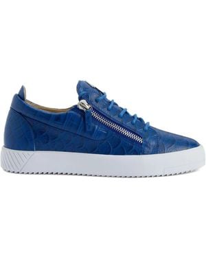 Giuseppe Zanotti Frankie Crocodile-Effect Zip Trainers - Blue