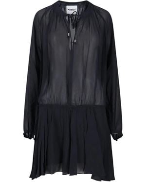 Isabel Marant Pleated Drawstring Mini Dress - ブラック