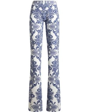 Etro Lace-Motif Knit Trousers - Blue