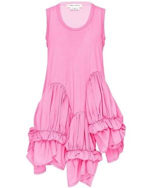Comme des Garçons Ruffled Asymmetric Mini Dress - Pink