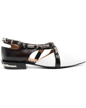 Toga Panelled Leather Ballerina Shoes - White