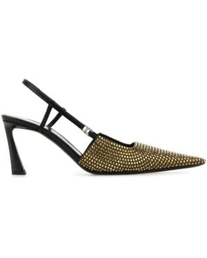 Saint Laurent Sculpted Heel Slingback Pointed Pumps - Metallic