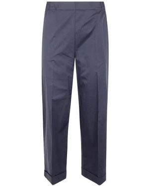 Liviana Conti Pantalon De Costume À Ourlet Retroussé - Blue