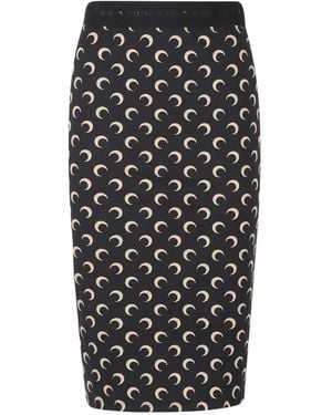 Marine Serre Moon-Print Midi Skirt - Black