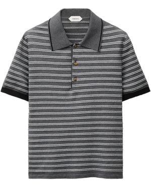 Versace Jacquard Cotton-Blend Knit Polo - Grey