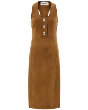 Ferragamo Racer Back Dress With Hug Buckle Detail - Natural