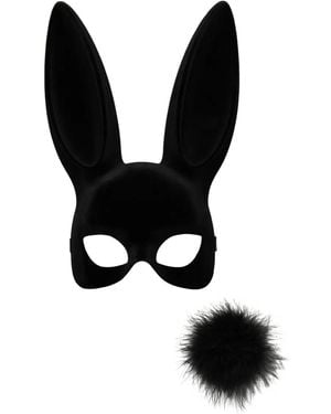 Maison Close Velvet Bunny Mask And Pompom - Black
