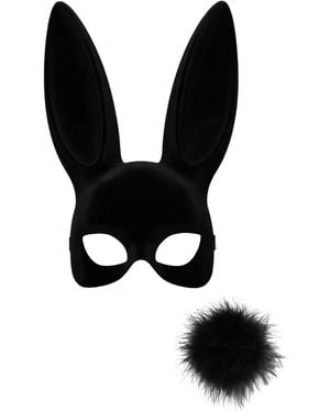 Maison Close Velvet Bunny Mask And Pompom - Black