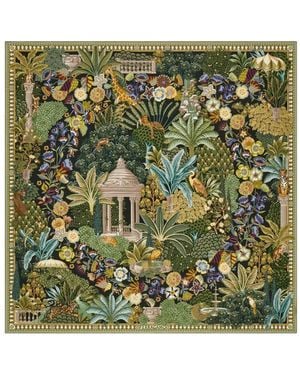 Ferragamo Garden Print Silk Scarf - Green