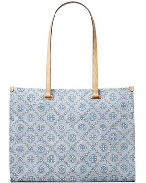 Tory Burch T-Monogram Denim Tote - Blue
