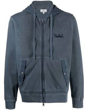 Woolrich Mixmedia Full Zip Hoodie Clothing - Blue