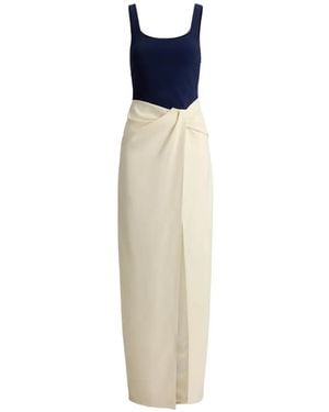 Ralph Lauren Twist-Detail Two-Tone Maxi Dress - White