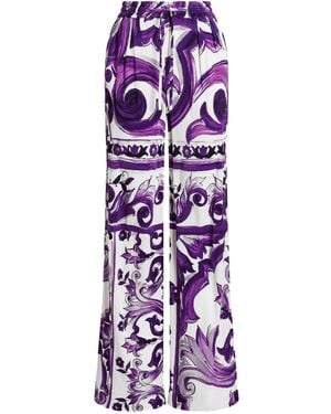 Dolce & Gabbana Majolica-Print Trousers - Purple