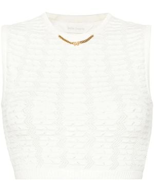Palm Angels Chain-Embellished Knitted Vest - White