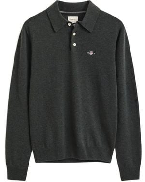 GANT Long-Sleeve Polo Shirt - Black