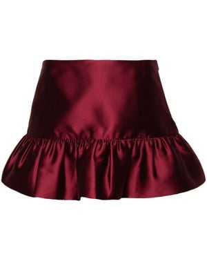 Sandro Ruffle-Hem Satin Mini Skirt - Red