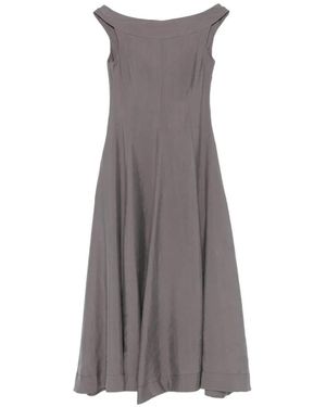 Collection Privée Lizza Boat-Neck Flared Midi Dress - Grey
