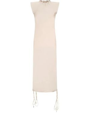 The Attico Drawstring-Neck Midi Dress - White