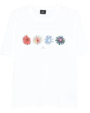 Paul Smith Floral-Print Cotton T-Shirt - White