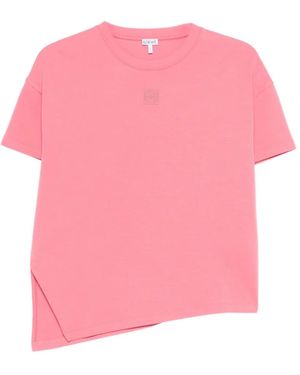 Loewe Embroidered Asymmetric T-Shirt - Pink