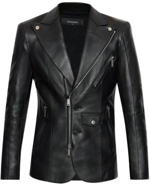DSquared² Einreihiges Sakko Aus Leder - Schwarz