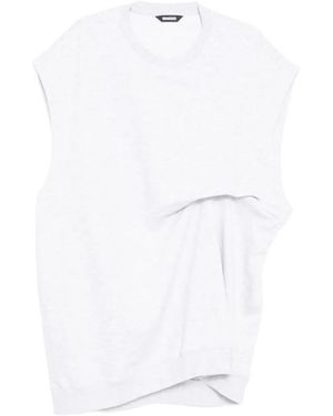 Moohong Draped Sleeveless T-Shirt - White