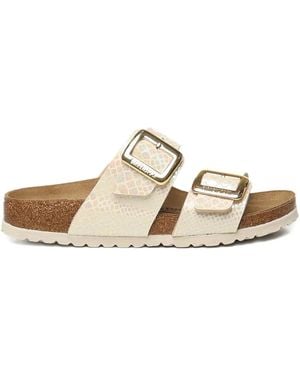 Birkenstock Sydney Snakeskin Buckle Sandals - White