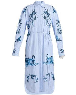 Erdem Tattoo Toile De Jouy Stripe Shirt Dress - Blue