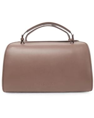 Peserico Logo-Debossed Calf Leather Tote Bag - Brown