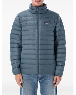 Patagonia Quilted Logo-Patch Padded Coat - Blue