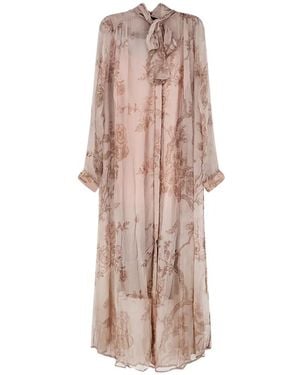 Mes Demoiselles Floral-Print Pussy-Bow Maxi Dress - Pink