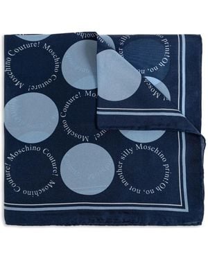 Moschino Circle-Print Silk Scarf - Blue