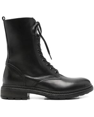 Julie Dee Lace-Up Leather Boots - Black