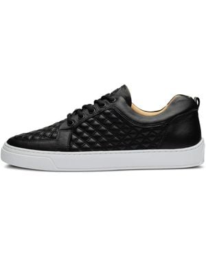 Leandro Lopes Ezio Quilted-Pattern Leather Sneakers - Black