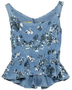 Marques'Almeida Sequin-Embellished Top - Blue
