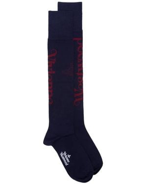 Vivienne Westwood Half Logo High Socks - Blue