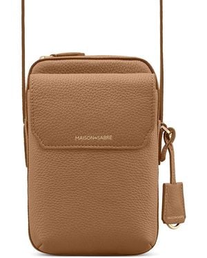 Maison De Sabre Leather Zip Phone Pouch - Brown