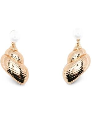 Self-Portrait Pearl-Embellished Earrings - Natural