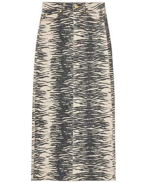 Ganni Jupe Longue À Imprimé Zèbre - Gris