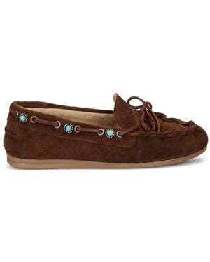POSA Mocassins Lacés À Ornements En - Marron